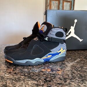 Jordan Retro 8 Phoenix suns Black and Blue Sneakers EUC 10.5